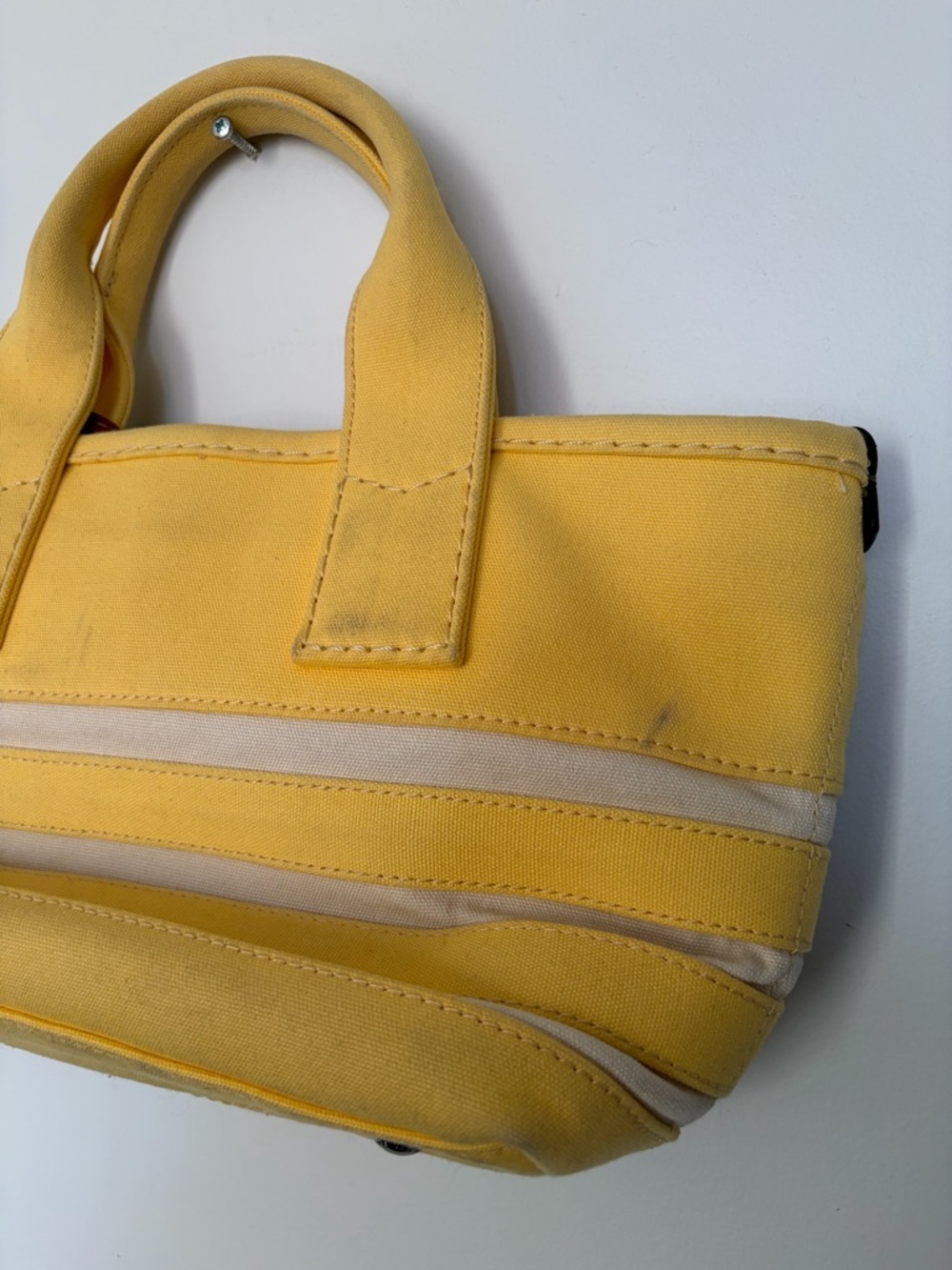 Marc Jacobs St Tropez Blue, Yellow Canvas Black & White Sequins Small Tote - Picture 12 of 16